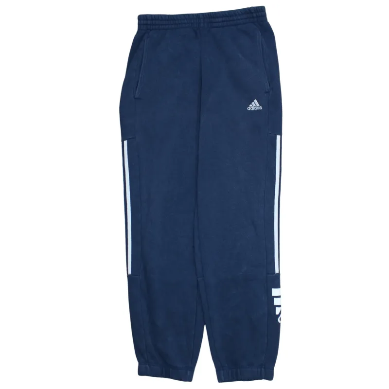 Adidas Navy Blue Joggers Men’s Medium Embroidered Logos Three Stripe Sides Sweatpants sold by Vintage Club