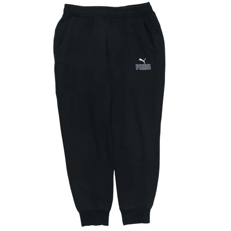 Puma Black Joggers Men’s Medium Embroidered Logo Elastic Waist Cuffed Fleece Sweatpants sold by Vintage Club