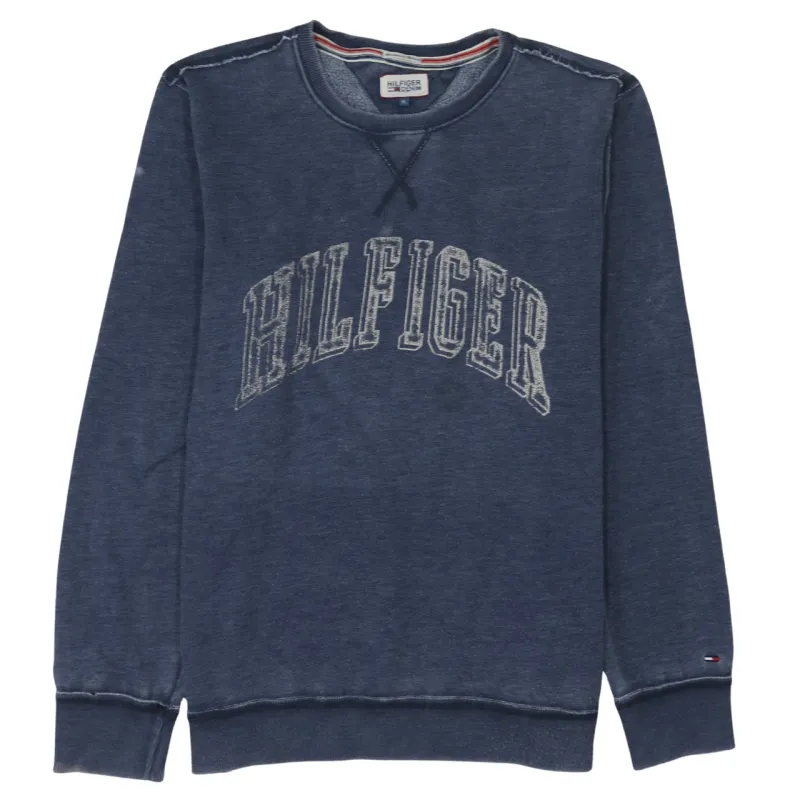 Tommy Hilfiger Navy Blue Sweatshirt Women’s XLarge Embroidered Hilfiger Logo Crewneck Pullover Top made by Tommy Hilfiger