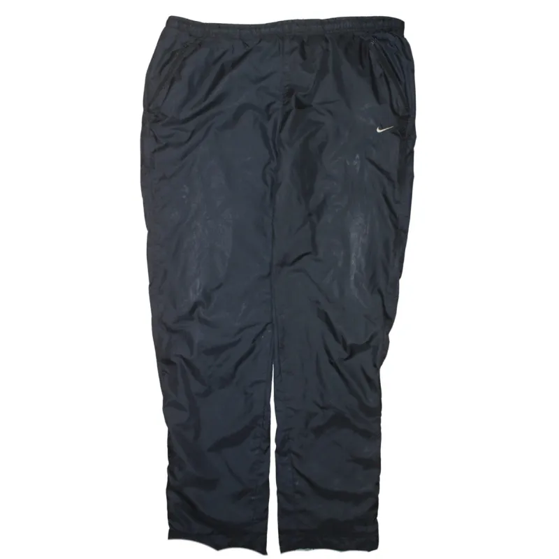 Nike Black Track Trousers Men's 40 Embroidered Swoosh Elastic Waist Zip Hem Pants made by Nike