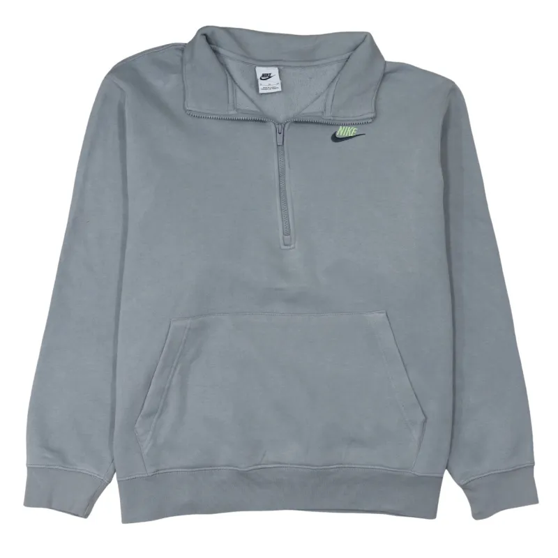 Nike Grey Quarter Zip Sweatshirt Men's XLarge Embroidered Swoosh Front Pouch Pullover Top sold by Vintage Club