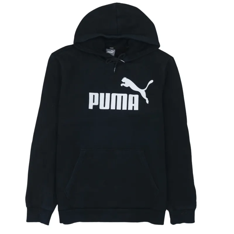 Puma Black Hoodie Women’s Medium Printed Logo Front Pocket Pullover Sweatshirt sold by Vintage Club