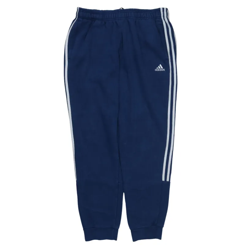 Adidas Navy Blue Joggers Men’s Large Three Stripe Cuffed Fleece Sweatpants Track Pants sold by Vintage Club