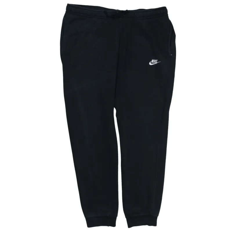 Nike Black Joggers Men’s Large Embroidered Swoosh Cuffed Hem Elastic Waist Sweatpants sold by Vintage Club