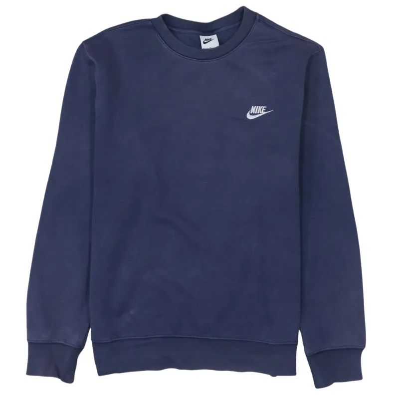 Nike Navy Blue Sweatshirt Men's Medium Embroidered Swoosh Logo Crewneck Pullover Fleece Top sold by Vintage Club