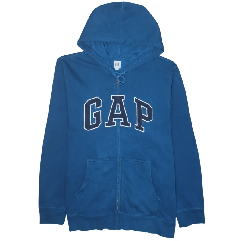 Gap Blue Full Zip Hoodie Women’s XLarge Embroidered Logo Front Pockets Fleece Sweatshirt sold by Vintage Club
