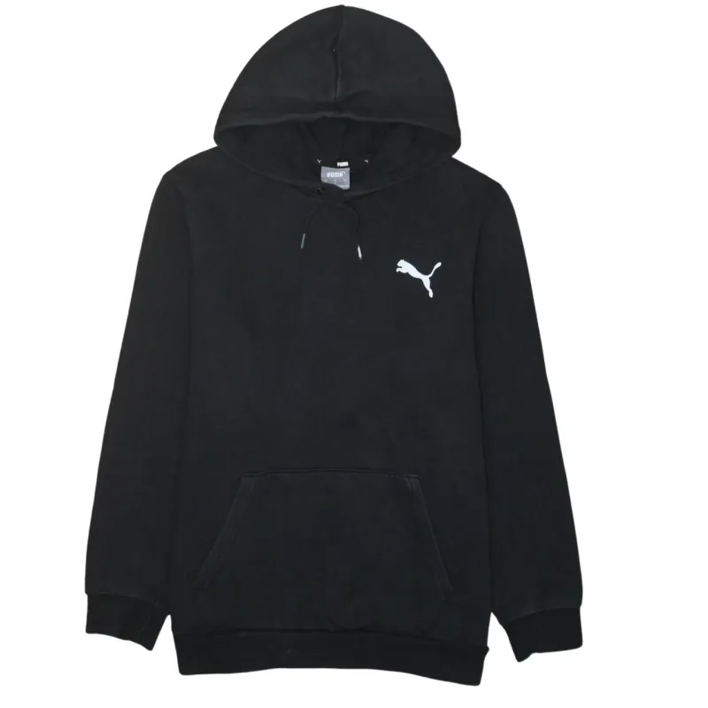 Puma Black Hoodie Men's Small Printed Puma Logo Drawstring Pocket Pullover Sweatshirt sold by Vintage Club