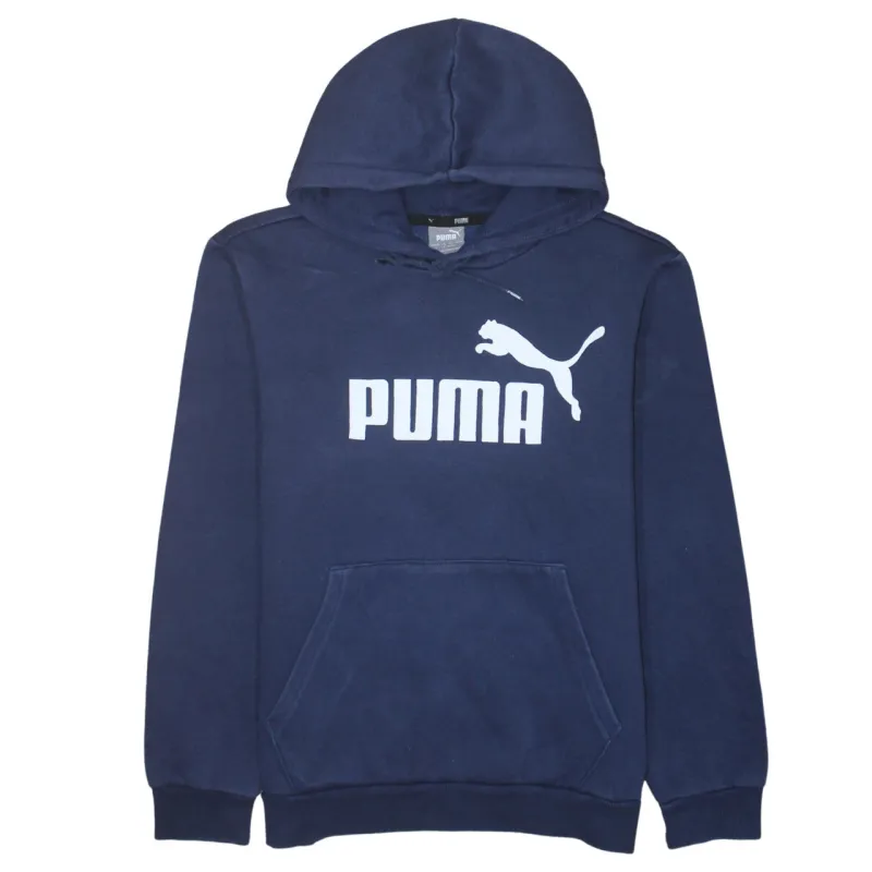 Puma Navy Blue Hoodie Men's Small Printed Logo Front Pocket Pullover Sweatshirt sold by Vintage Club