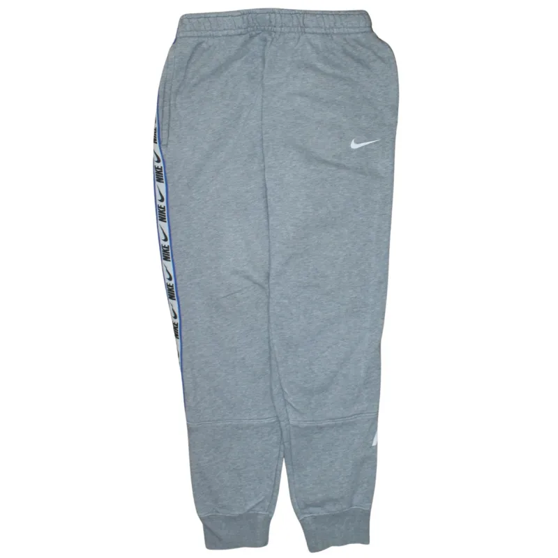 Nike Grey Joggers Men’s Small Taped Logo Side Stripes Cuffed Fleece Sweatpants made by Nike