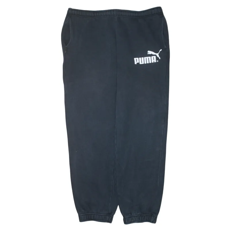 Puma Black Joggers Men’s Medium Printed Logo Elasticated Cuffs Fleece Sweatpants sold by Vintage Club