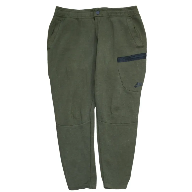 Nike Olive Green Joggers Men’s XLarge Panelled Knees Zip Pocket Printed Logo Sweatpants sold by Vintage Club