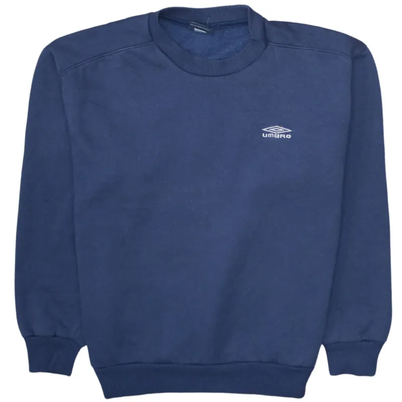 Umbro Navy Blue Sweatshirt Men's Large Embroidered Chest Logo Ribbed Crewneck Pullover sold by Vintage Club