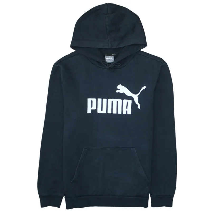 Puma Black Hoodie Men's Medium Printed Big Logo Front Pocket Pullover Sweatshirt sold by Vintage Club