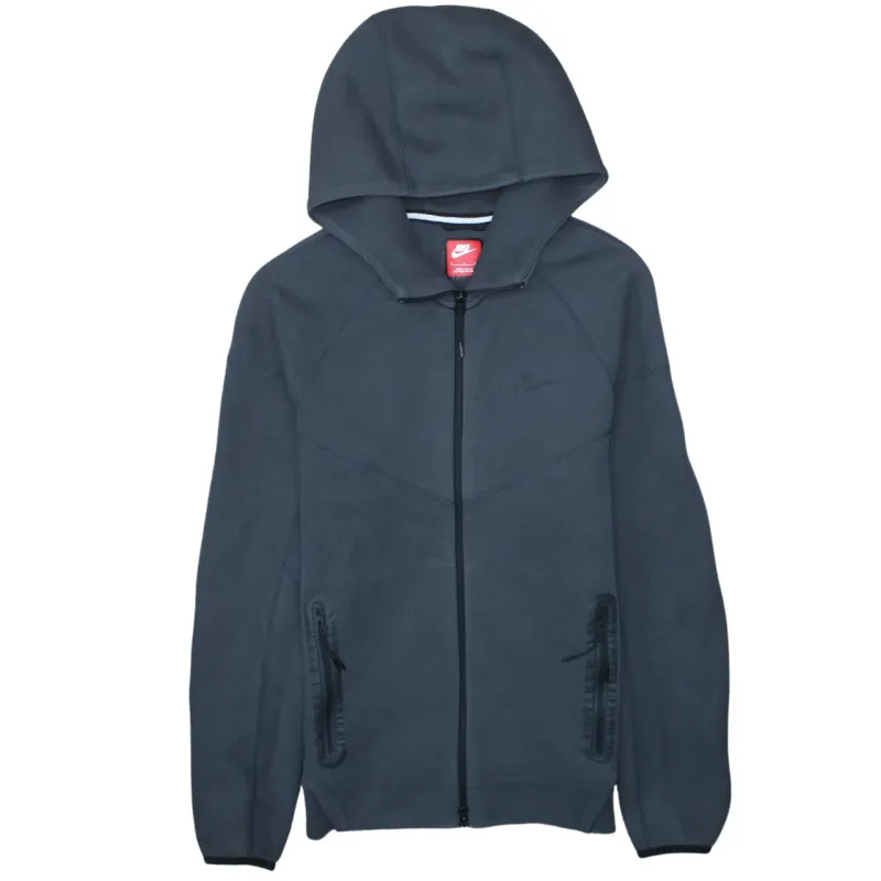 Nike Dark Grey Full Zip Hoodie Men's Small Embroidered Swoosh Zip Pockets Sweatshirt made by Nike