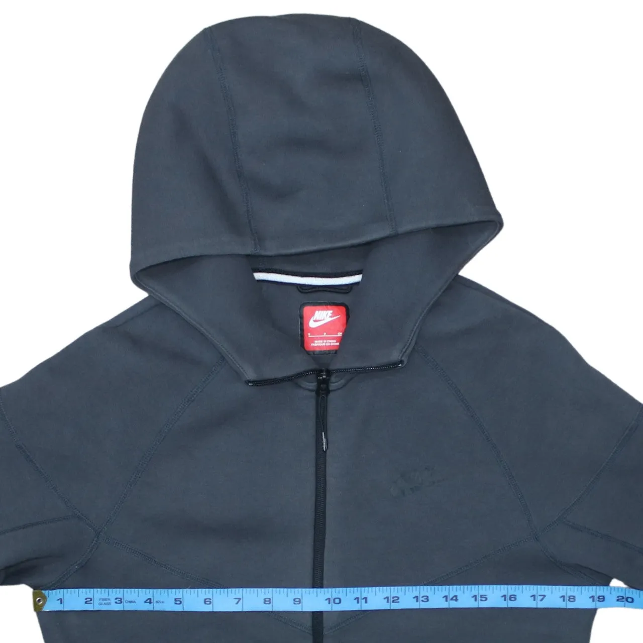Nike Dark Grey Full Zip Hoodie Men's Small Embroidered Swoosh Zip Pockets Sweatshirt sold by Vintage Club product image thumbnail 5