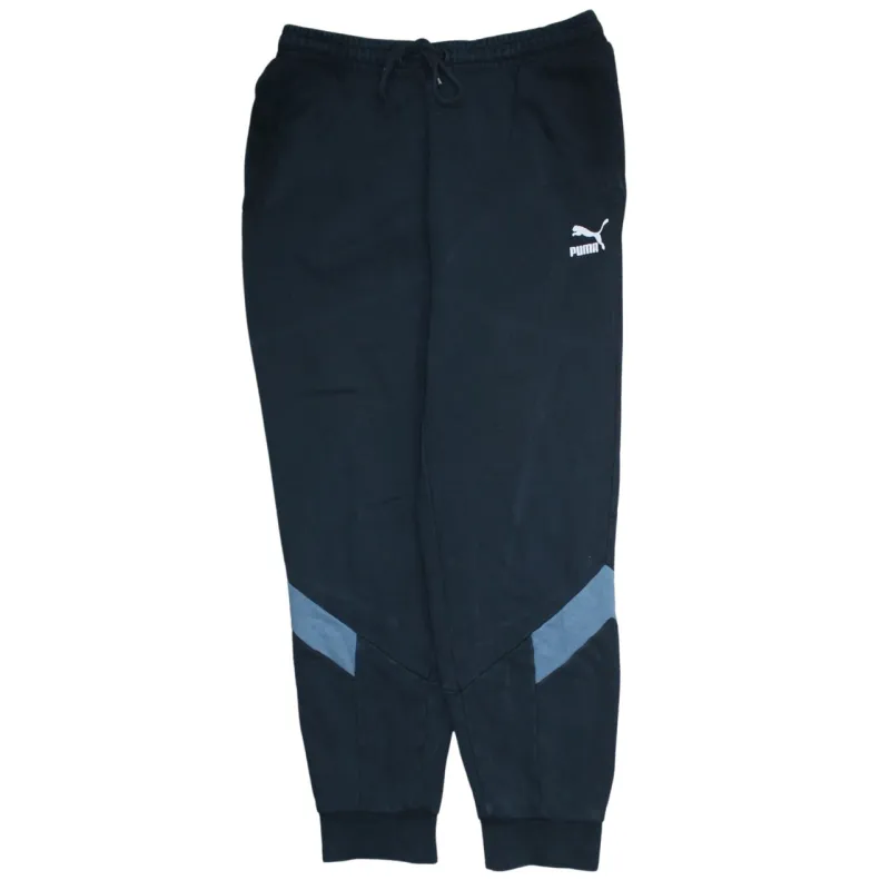 Puma Black Joggers Sweatpants Men’s Medium Printed Logo Elastic Waist Cuffed Ankles Panelled Legs sold by Vintage Club