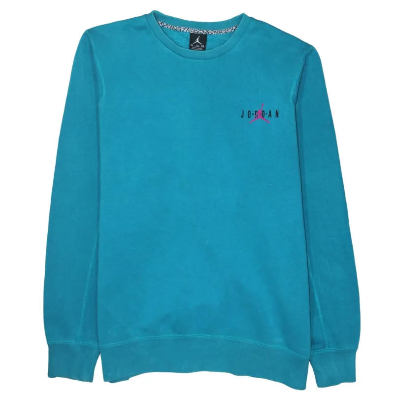 Jordan Teal Blue Sweatshirt Men's XLarge Printed Jumpman Back Logo Crewneck Pullover Top sold by Vintage Club