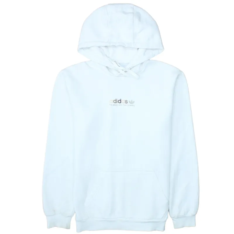 Adidas White Hoodie Men's Small Printed Chest Logo Front Pocket Pullover Sweatshirt sold by Vintage Club