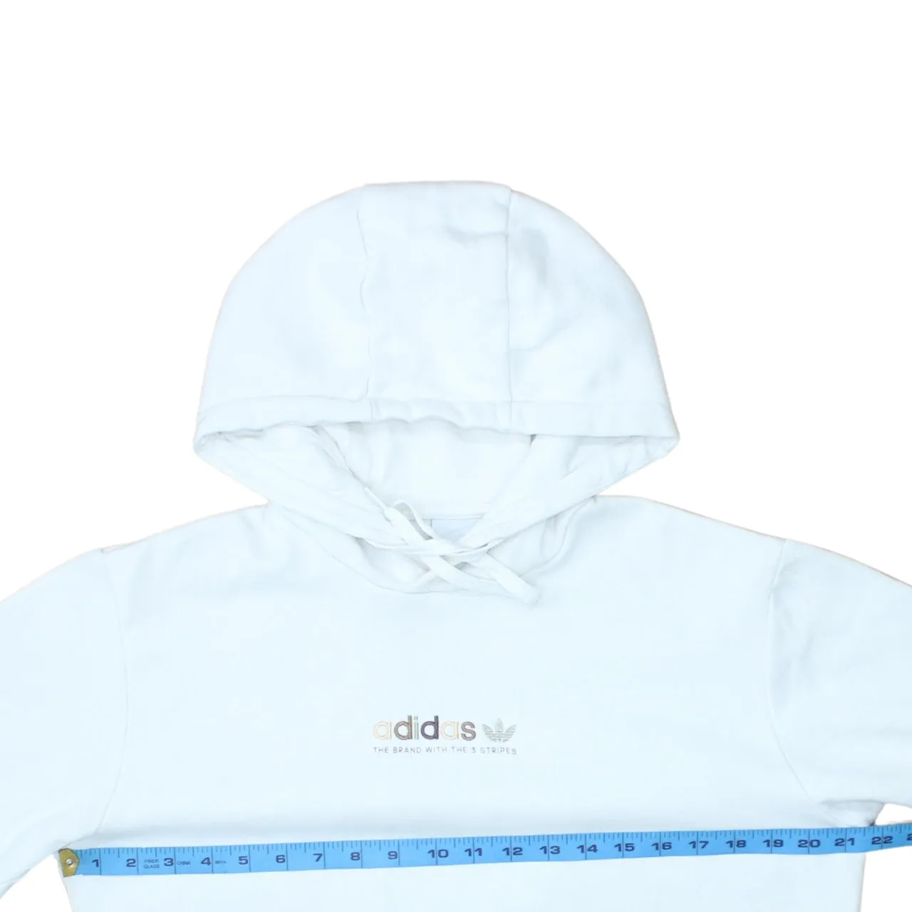 Adidas White Hoodie Men's Small Printed Chest Logo Front Pocket Pullover Sweatshirt sold by Vintage Club product image thumbnail 5