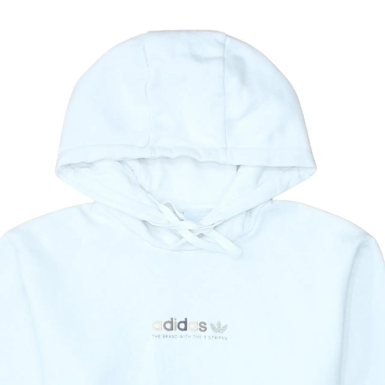 Adidas White Hoodie Men's Small Printed Chest Logo Front Pocket Pullover Sweatshirt sold by Vintage Club product image thumbnail 3