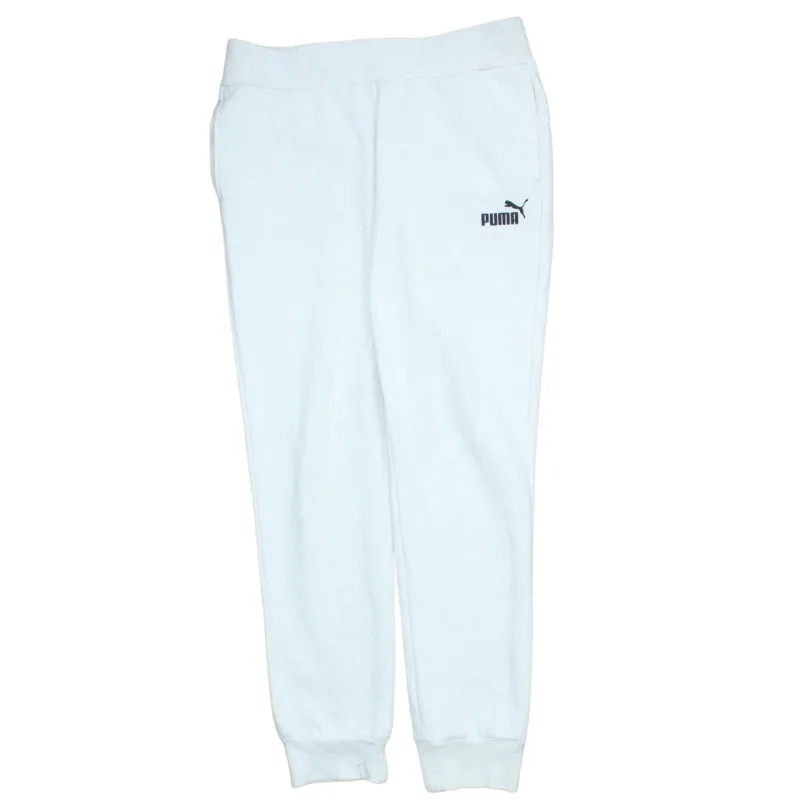 Puma White Joggers Women’s Medium Printed Logo Elastic Waist Cuffed Sweatpants Loungewear sold by Vintage Club