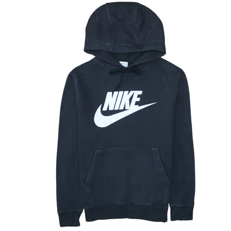 Nike Black Hoodie Men's Small Printed Logo Front Pouch Pocket Pullover Sweatshirt made by Nike