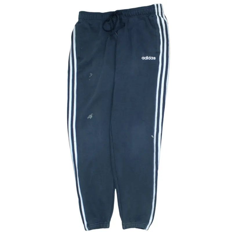 Adidas Navy Blue Joggers Men’s Large Three Stripe Embroidered Logo Elastic Cuffs Sweatpants sold by Vintage Club