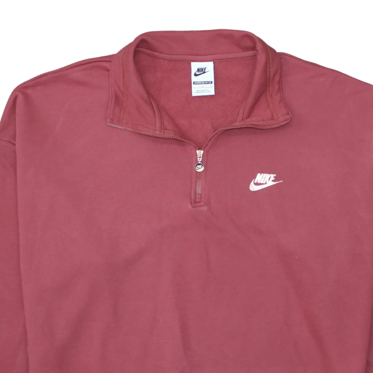 Nike Burgundy Red Quarter Zip Sweatshirt Men's Small Embroidered Swoosh Logo Pullover Top sold by Vintage Club product image thumbnail 3