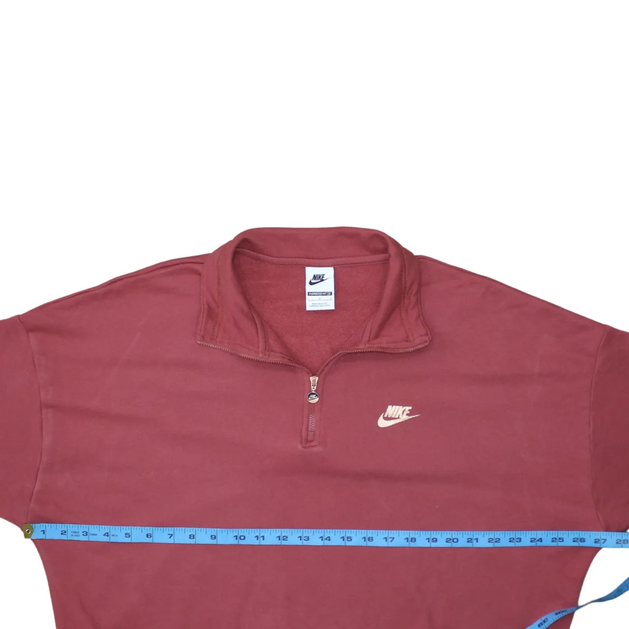 Nike Burgundy Red Quarter Zip Sweatshirt Men's Small Embroidered Swoosh Logo Pullover Top sold by Vintage Club product image thumbnail 5