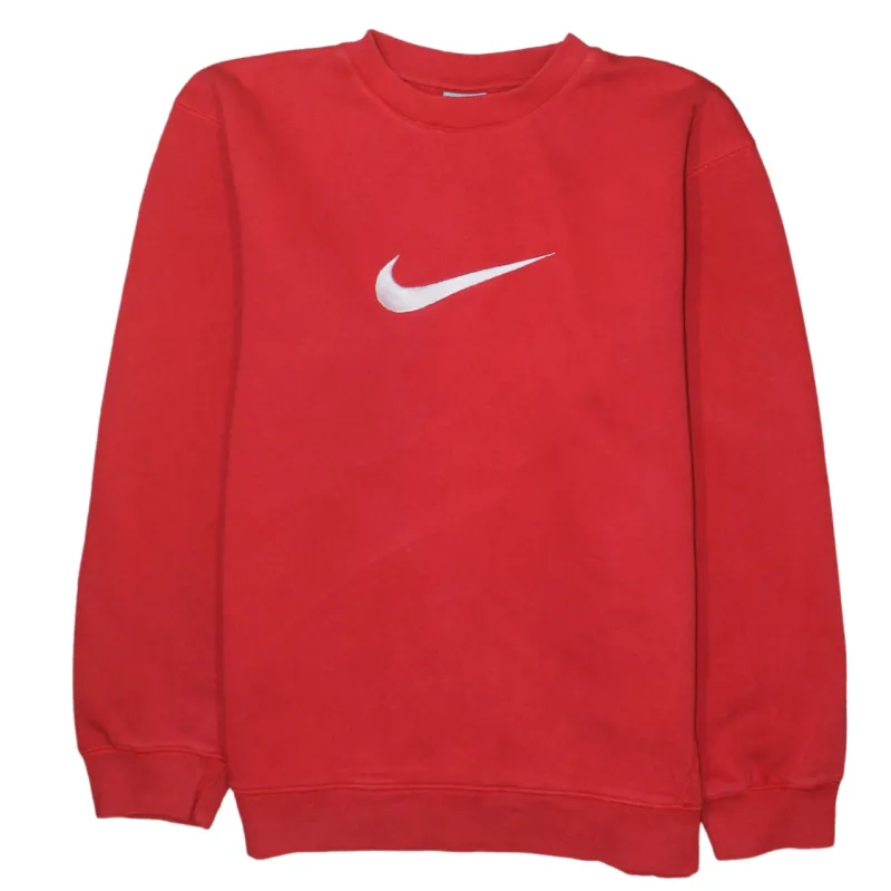 Nike Red Sweatshirt Women's XLarge Printed Swoosh Logo Crewneck Pullover Fleece Top sold by Vintage Club
