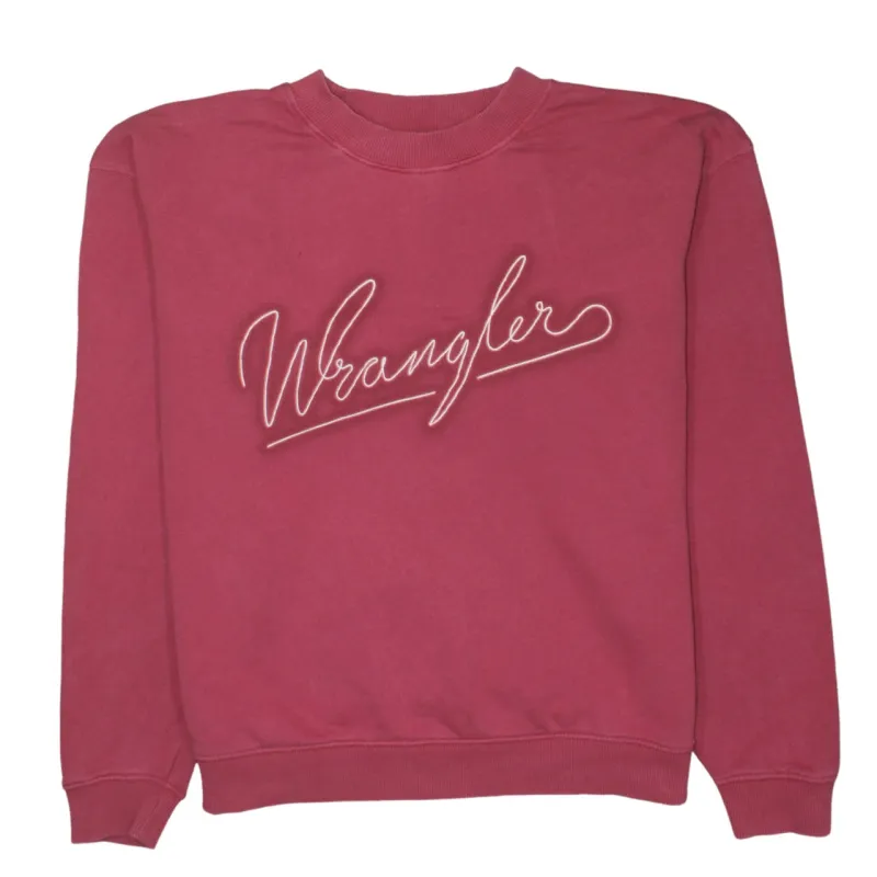 Wrangler Pink Sweatshirt Men's Medium Embroidered Script Logo Crewneck Pullover Jumper made by Wrangler
