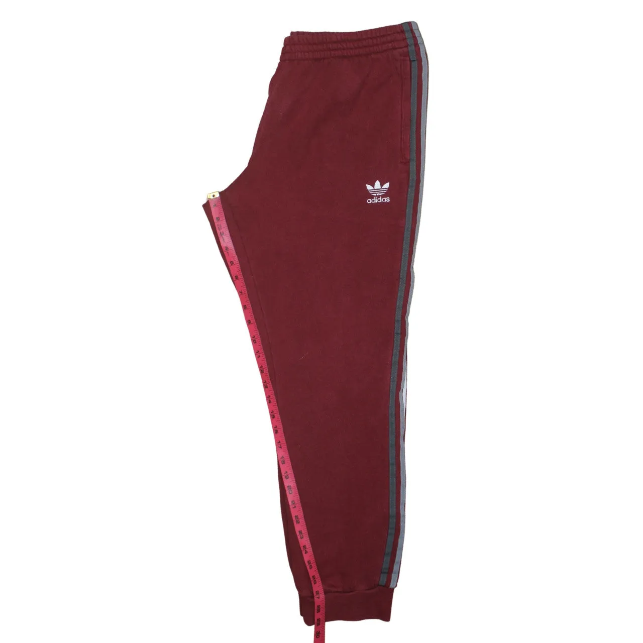 Adidas Burgundy Red Joggers Men’s XLarge Embroidered Trefoil Logo Cuffed Three Stripe Sweatpants sold by Vintage Club product image thumbnail 5