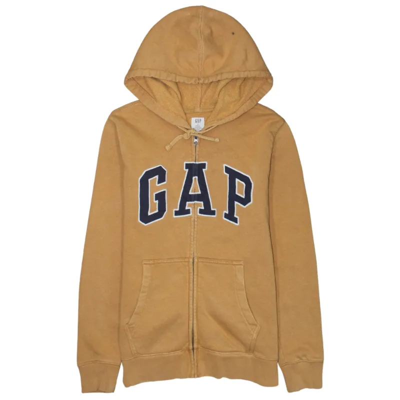 Gap Mustard Yellow Hoodie Women’s Small Full Zip Embroidered Logo Front Pockets Sweatshirt made by Vintage Club