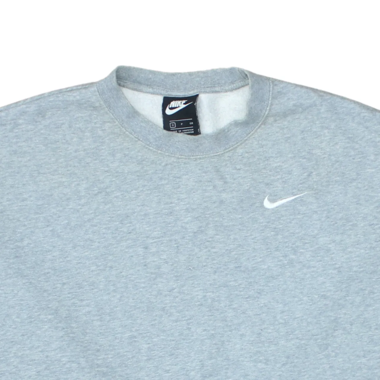 Nike Grey Sweatshirt Women’s Small Embroidered Swoosh Cropped Ribbed Hem Pullover Top sold by Vintage Club product image thumbnail 3