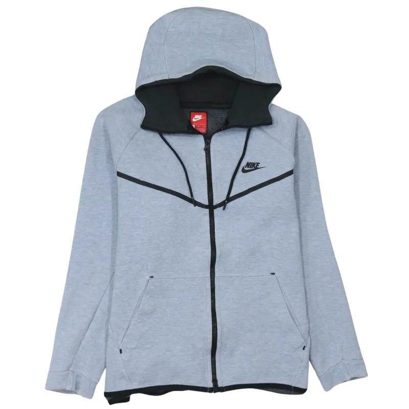 Nike Light Grey Full Zip Hoodie Women’s Large Embroidered Logo Zip Pockets Casual Sweatshirt sold by Vintage Club