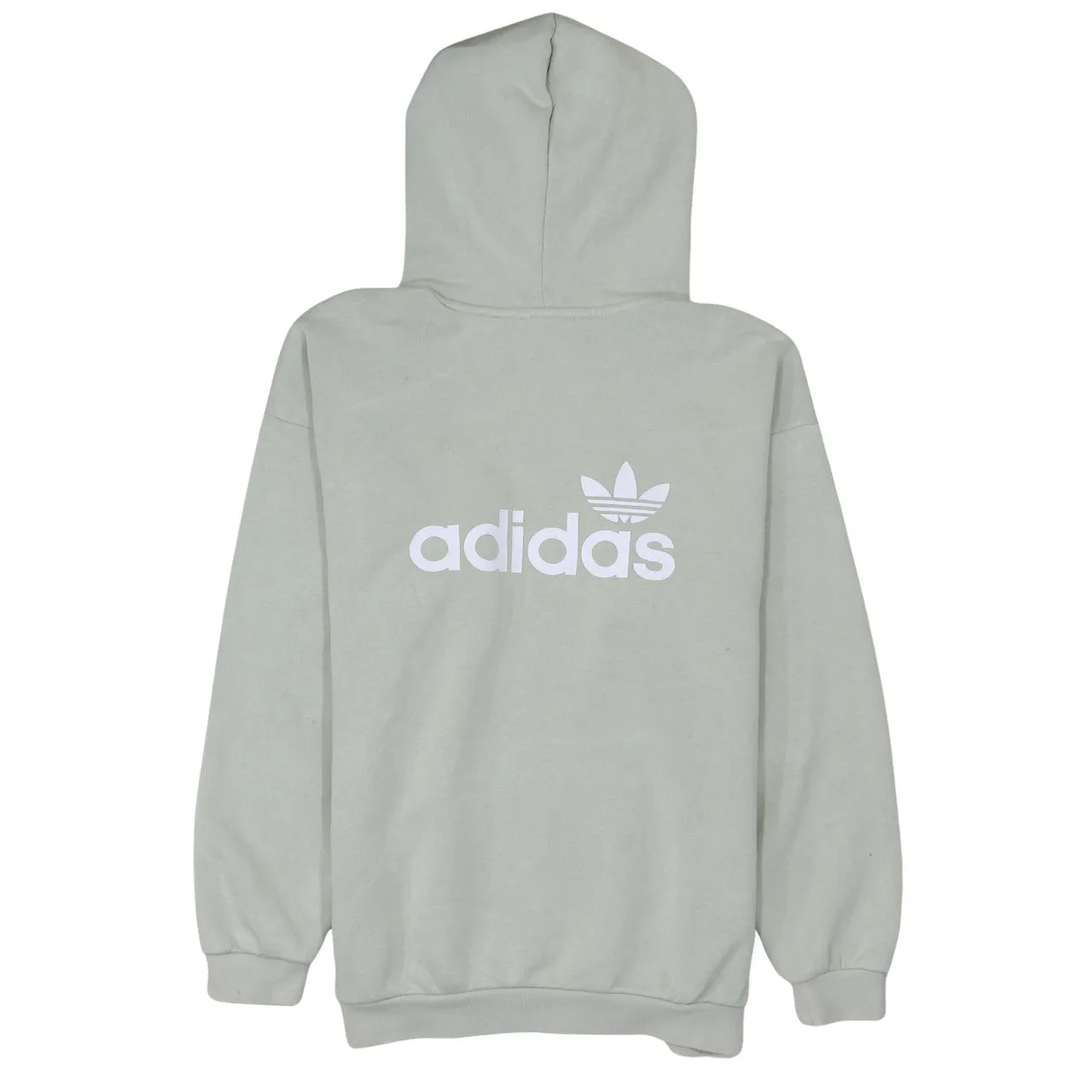 Adidas Light Sage Hoodie Women’s Medium Printed Trefoil Logo Front Back Pullover Sweatshirt sold by Vintage Club product image thumbnail 2