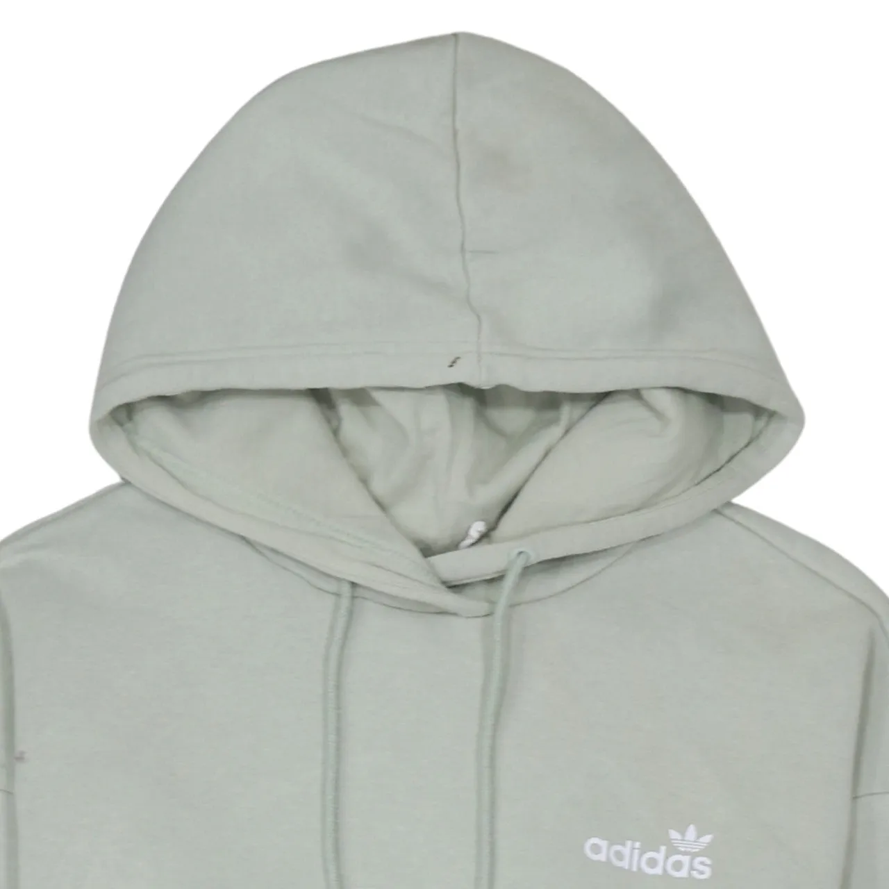 Adidas Light Sage Hoodie Women’s Medium Printed Trefoil Logo Front Back Pullover Sweatshirt sold by Vintage Club product image thumbnail 3