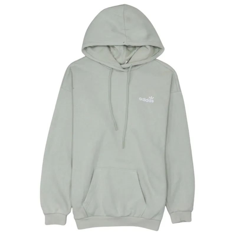 Adidas Light Sage Hoodie Women’s Medium Printed Trefoil Logo Front Back Pullover Sweatshirt made by Adidas