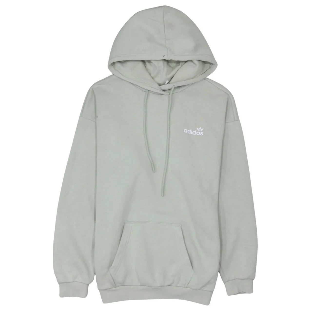 Adidas Light Sage Hoodie Women’s Medium Printed Trefoil Logo Front Back Pullover Sweatshirt sold by Vintage Club