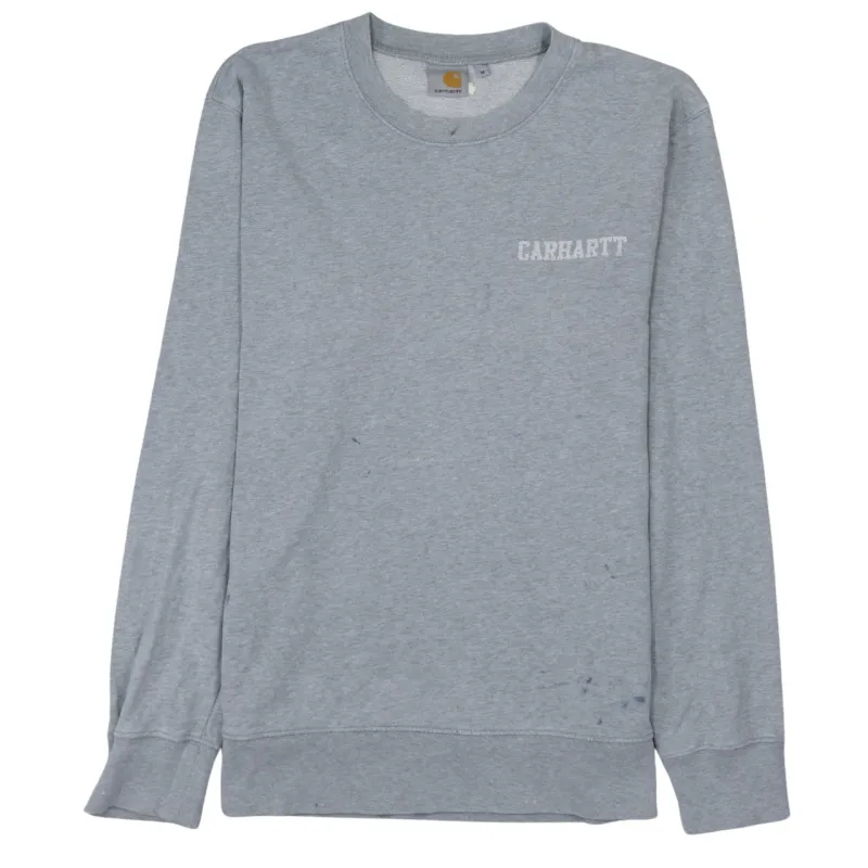Carhartt Grey Sweatshirt Men’s Medium Printed Chest Logo Crewneck Pullover Top sold by Vintage Club