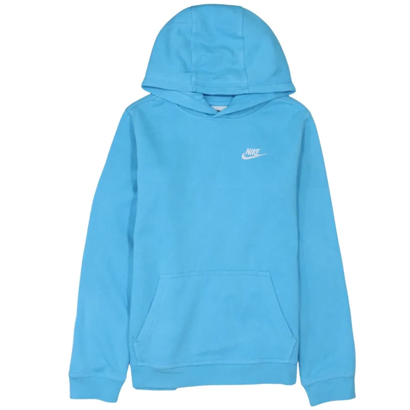Nike Light Blue Hoodie Men’s XLarge Printed Swoosh Logo Front Pouch Pullover Sweatshirt sold by Vintage Club