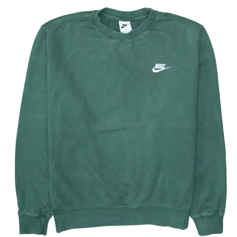 Nike Dark Green Sweatshirt Men's Medium Embroidered Swoosh Logo Crewneck Pullover Fleece Top made by Nike