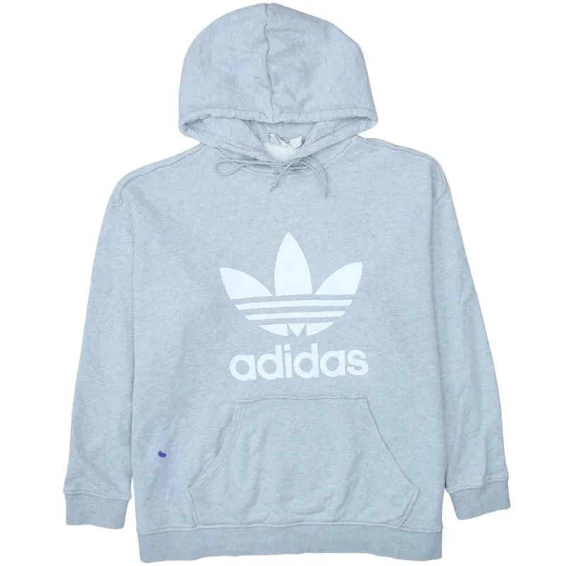 Adidas Light Grey Hoodie Women’s XXLarge Trefoil Printed Logo Front Pocket Sweatshirt sold by Vintage Club