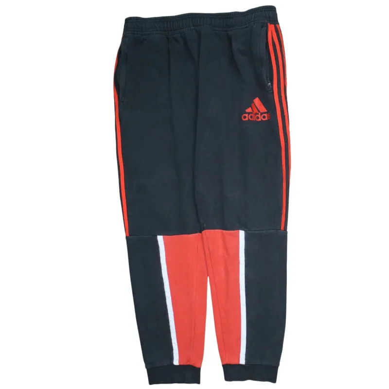 Adidas Black Red Joggers Men’s 36 Three Stripe Logo Panelled Cuffed Sweatpants sold by Vintage Club