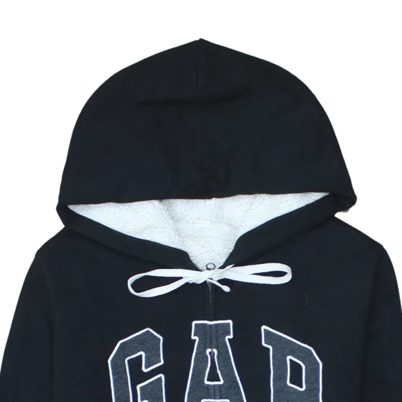 Gap Black Zip Hoodie Women’s XLarge Sherpa Lined Embroidered Logo Pockets Sweatshirt sold by Vintage Club product image thumbnail 3