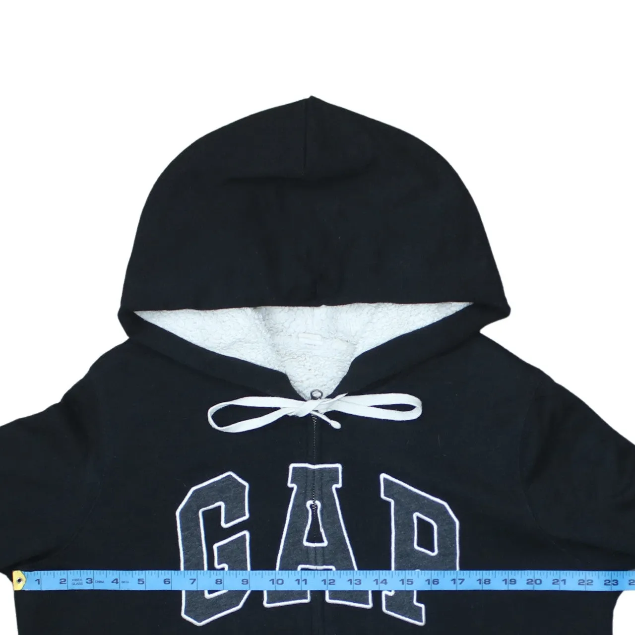 Gap Black Zip Hoodie Women’s XLarge Sherpa Lined Embroidered Logo Pockets Sweatshirt sold by Vintage Club product image thumbnail 5