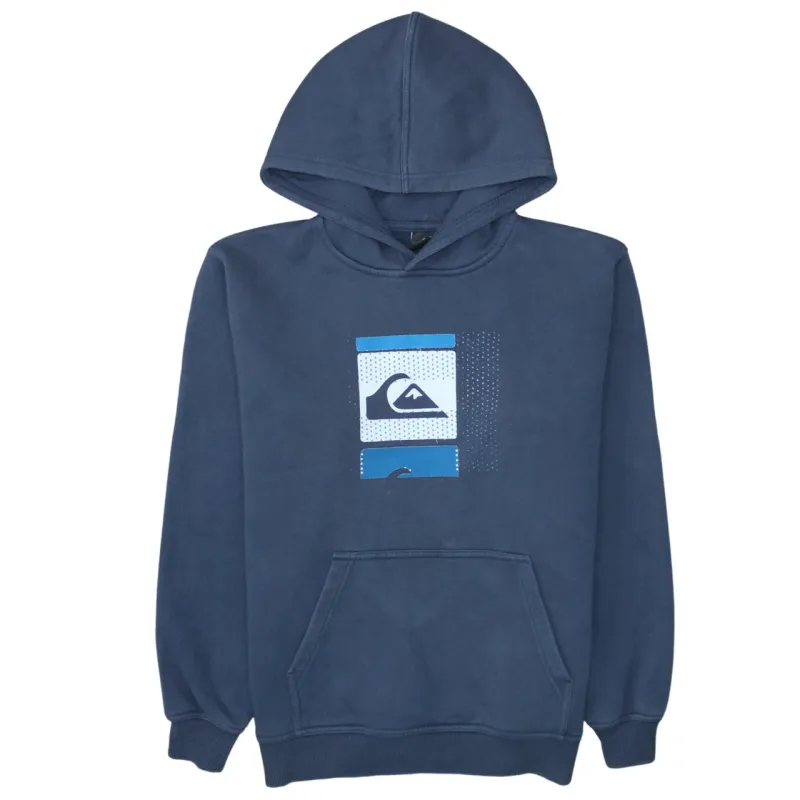 Quiksilver Navy Blue Hoodie Women’s Medium Printed Logo Front Pocket Pullover Sweatshirt sold by Vintage Club