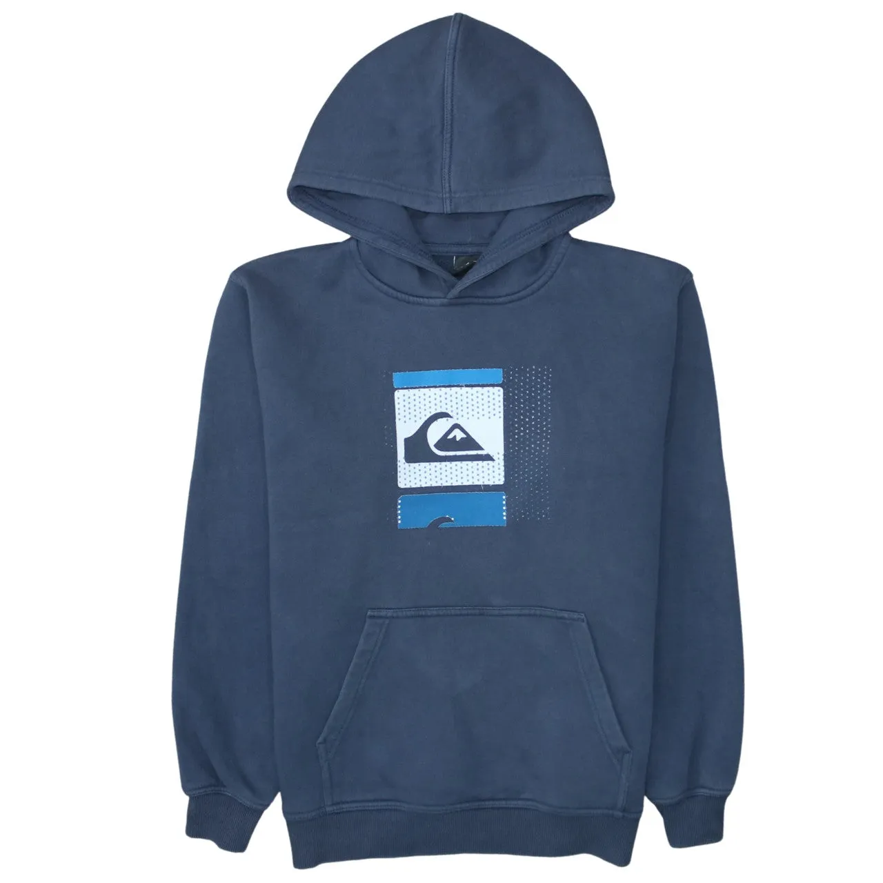 Quiksilver Navy Blue Hoodie Women’s Medium Printed Logo Front Pocket Pullover Sweatshirt sold by Vintage Club