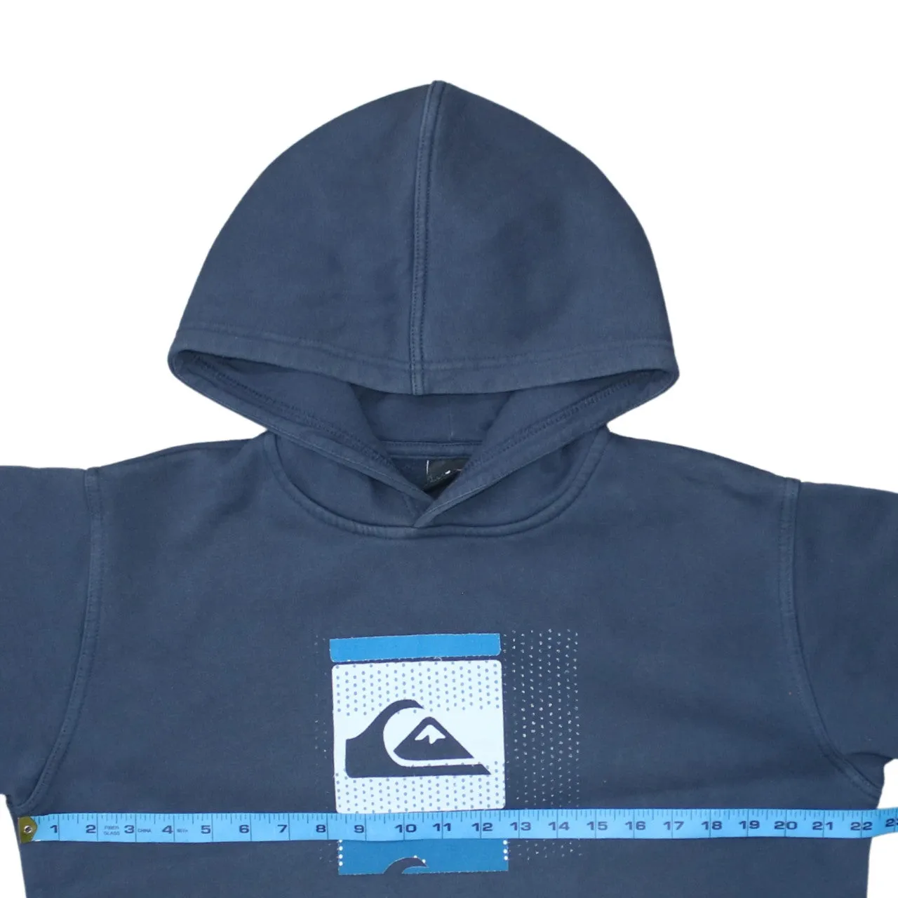 Quiksilver Navy Blue Hoodie Women’s Medium Printed Logo Front Pocket Pullover Sweatshirt sold by Vintage Club product image thumbnail 5