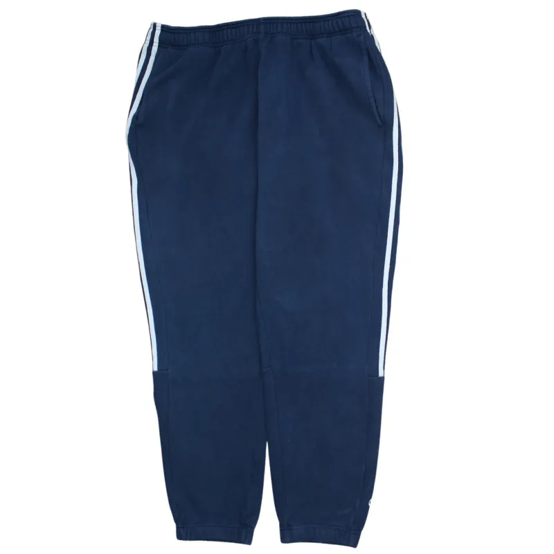 Adidas Navy Blue Joggers Men's XXLarge White Side Stripes Elasticated Cuffs Fleece Sweatpants sold by Vintage Club